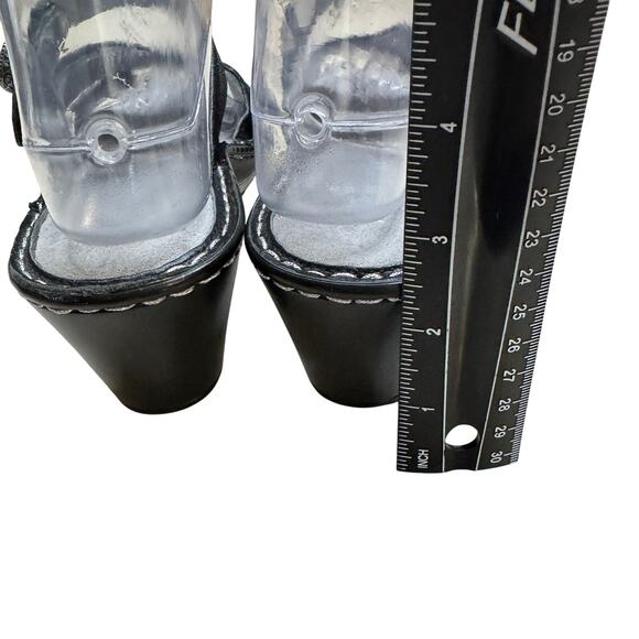 Alegria Loti Glitteroti Women's Black Leather Slip-On Wedge Heel Sandals Size 36 - Picture 5 of 9